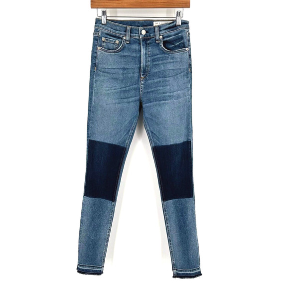 Rag & Bone Womens Skinny Patchwork Jeans Size 28 Stretch High Rise Medium Wash - Picture 1 of 8